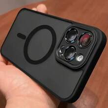 Luxury Matte Wireless Charging Shockproof Phone Case, Compatible With Apple 18/17/16/15/14/13/12/11 Pro Max, With Semi-Transparent Armor Protective Shell - Black - View 9