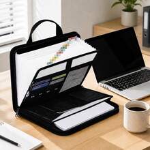 Black Silicone Fiberglass File Storage Bag With Handles, Zippered Portable Document Organizer For Home Office School - Black - View 1