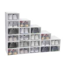 20 Flip-Top Shoe Boxes, Made Of PP, Stackable Shoe Boxes, Multi-Purpose Storage Boxes, Off-White With Heart Design - View 10