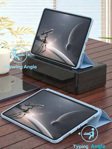TIANYIMING 1pc Tablet Protective Case Soft Anti-Drop/Fashion Minimalist Lightweight, Ultra-Thin/Smart Stand/Auto Wake Up Tablet Shell Suitable For IPad 5th/6th/7th/8th/9th/10th/11th(A16), Pro 11/Pro12.9/Pro13, Air 1/2/3/4/5/6/11/13 / GalaxyTab Series Models / MatePad Series Models / HonorPad Series Models / XiaomiPad Series Models / RedmiPad Series Models / LenovoTab Series Models / XiaoxinTab Series Models / IdeaTab Series Models - Baby Blue - View 3