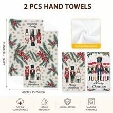 2/4/6/8pcs Nutcracker Christmas Kitchen Towels, Pine Branch Red Berry Gold Snowflake Decorative Pattern, European Christmas Style Kitchen Decor, Soft Skin-Friendly Absorbent Quick-Drying, Suitable For Christmas Ritual Kitchen, Bathroom, Tea Area, Coffee Station, Baking Area And Holiday Guest Hosting - Multicolor - View 5
