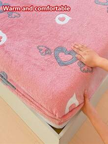 1 buah Sprei Kasur Tebal Lembut Bernapas Motif Flanel Kepingan Salju (Sprei Kasur Tunggal), Memberikan Kehangatan Instan, Menyerap Kelembapan, Bernapas, Anti Selip, Mudah Dilepas dan Dapat Dicuci dengan Mesin, Cocok untuk Semua Musim, Sempurna untuk Dekorasi Kamar Tidur - sayap cinta - View 8