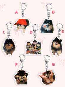 1pc/7pcs Yeontan Acrylic Keychain,Cute Pomeranian Dog Photo Bag Pendant,-V Pet Dog Charm,Backpack Key Holder,Collectible Gift For K-Pop Fans,Christmas Gift - Multicolor - View 16