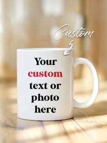 Customizable 11oz Ceramic Coffee Mug, Personalized With Photo, Text And Logo, Holiday Commemorative Cup, Suitable For Office, Home, Father's Day, Valentine's Day Gift, Applicable For Birthday, Engagement, Wedding, Graduation (Single/Double Sided) - Multicolor - View 6