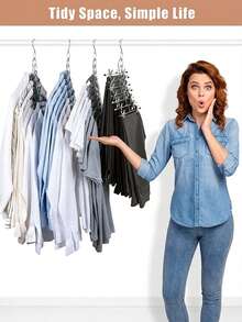 1pc Metal Chain Clothes Hanger, Space-Saving Foldable Organizer, Multi-Layer Hanger, Efficient Storage, Closet Accessory, Clothing Organizer Storage - Multicolor - View 10
