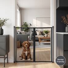 Pet Anti-Scratch Isolation Mesh Door Curtain, Durable Wear-Resistant Mesh Zipper Style No-Drill Pet Fence, Indoor Cat Dog Partition Screen Door - Black - View 1