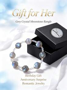 [VE]1pc 12-13mm High Quality Natural Grey Moonstone Bracelet, Lover's ...