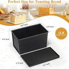 1個 530g 高級碳鋼吐司麵包模具 不黏塗層 紋理設計 烤出完美酥皮 適合烘焙感恩節吐司與蛋糕 長方形 - 彩色 - 查看 3