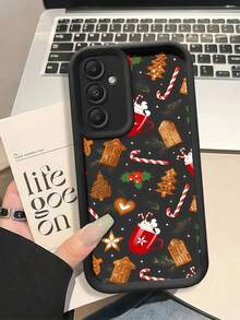 1pc Fashion Black Ladder With Christmas Candy Cane And Christmas Tree Pattern Phone Case, Exquisite Christmas Gift For Family/Friends/Loved Ones/Partners, TPU Soft Silicone Material With Matte Texture, Anti-Drop, Scratch-Resistant, Full Coverage Soft Edge Screen Protection Phone Case, Compatible With Iphone 7/8/X/11/12/13/14/15/16/17 Series And A14/A15/A16 - Black - View 2