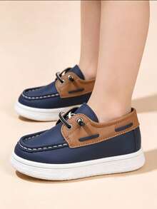 Kids' Simple Loafers Slip-On Shoes, Fashion Versatile Casual Comfortable Flat Shoes - Navy Blue - View 3