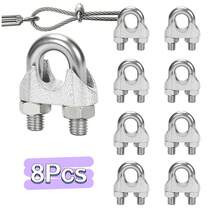 8pcs 1/8" M3 Steel Wire Rope Clips, Used For Fixing Tent Ropes, Steel Cables, Electrical Cables And Clotheslines, Made Of Galvanized U-Shaped Bolts - M3 Clip - View 2
