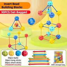 15/90/300pcs Geometric Multicolor Interlocking Plastic Beads Creative 3D Puzzle Building Blocks, Children's Educational Puzzle Toy, Classroom Essential STEMY Construction Interlocking Blocks Toy Set, Suitable For Children 3 Years And Above, Preschool Learning And Imagination Development - Multicolor - View 12