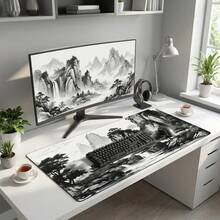 Chinese Style Landscape Mouse Pad, Large Tree And Mountain Desktop Mat, Extra Large Anime Game Keyboard Pad, Non-Slip Rubber Base, Extended Desktop Protector, Suitable For Home Office - View 4