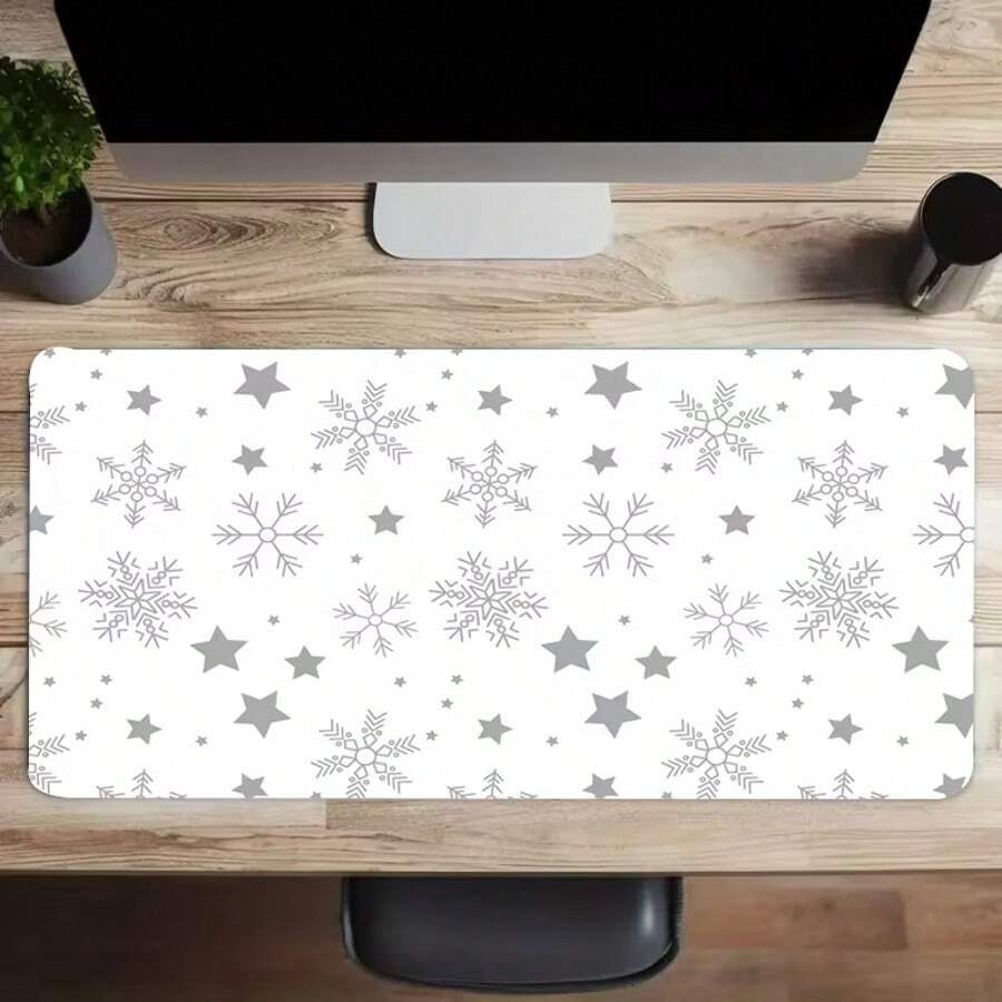 1pc Snowflake Falling Star Twinkling Winter Quiet Silver Covered Non-Woven Fabric Keyboard Mouse Pad Desk Mat For Office Work Gaming Washable Holiday Decoration - Twinkling Stars - View 1