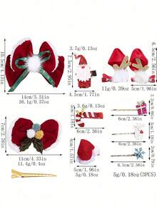 1pc Velvet Bow Santa Claus & Reindeer Hair Clip Spring Clip, Suitable For Christmas Holiday And Daily Wear - Multicolor - View 5