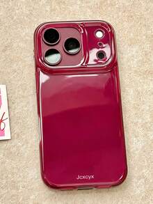 1件可愛簡約酒紅色防震手機殼，適用於 iPhone 18 Pro Max、18 Pro、17、16、15 Pro Max、13、14、12 Pro Plus、11，時尚糖果色保護殼 - 櫻桃紅 - 查看 7