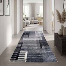 Washable Modern Minimalist Patterned Area Rug – Scandinavian Geometric Design, Contemporary Washable Carpet For Living Room, Bedroom & Home Decor - Coffee Brown - View 3