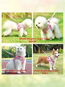 Reflective Adjustable Pet Harness And Leash Set, Breathable Mesh Cat And Dog Walking Vest, Pressure Relief Design, Suitable For All-Season Outdoor Walking - Pink - View 4