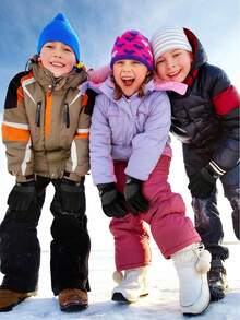 1pair Boys And Girls' Universal Waterproof And Snowproof Gloves, Suitable For Winter Outdoor Skiing, Snowboarding And Cold Weather Usage - Multicolor - View 3