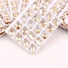 Assorted Shapes, 20pcs/Pack, Mixed Shapes, Flat Back Double Hole Exquisite Glass Rhinestones, Used For Sewing Wedding Dresses, Handbags And Shoes, Jewelry Making, Craft Accessories - Assorted Shapes 20pcs - View 21