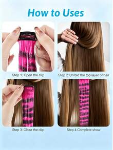 Leopard Pattern Mix Color Clip-In Hair Extensions, Y2K Streetwear Style Claw Clips Hair Claws Hair Barrettes,Hair Accessories, Head Accessories - Multicolor - View 8