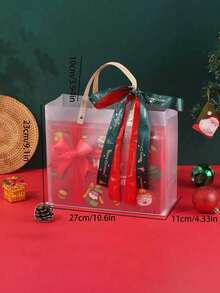 12pcs/Pack Christmas Party Gift Candy Cookie Decoration Tote Bags PVC Bags Reusable With Ropes - View 3