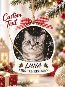 Personalized Pet Photo Christmas Ornament With Custom Name, Dog Cat First Christmas Tree Ornament, Custom Pet Portrait Hanging Decoration, Pet Photo Keepsake, Pet Lover Christmas Gift, Personalized Holiday Gift, Xmas Tree Decor - Multicolor - View 6