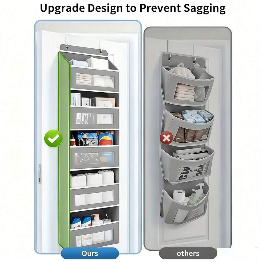5-Tier Over-The-Door Storage Rack - 19.96Kg Weight Capacity Durable Hanging Storage Shelf, Door Hanging Storage Rack, Kitchen Door Storage Rack, Bedroom And Dressing Room Storage Rack, Foldable And Detachable Design, No-Drill Anti-Tilt Design, Multi-Functional Plastic Storage Box, Suitable For Bedroom, Bathroom, Room, Wardrobe, Kitchen, Easy-To-Clean Material