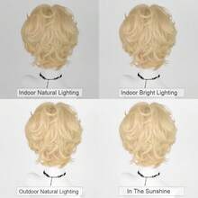 Synthetic Short Wavy Gold Men Wigs With Bangs Blonde Anime Game Cosplay Fluffy Heat Resistant Wig For Daily Party - Gold - View 9