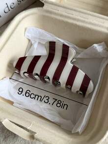 4件/1件 女款 9.6cm/3.78in 波點條紋白色豹紋髮夾，輕量塑料髮爪，時尚百搭高級優雅極簡風，純色髮飾，適用日常穿搭、休閒、派對、通勤、海灘、度假、馬尾、盤髮、洗臉、沐浴、化妝、造型搭配 - 彩色 - 查看 2