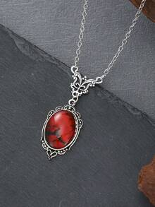 ZHIXUN 1pc Gothic Vampire Blood Drop Pendant Necklace, Suitable For Women Vintage Black Magic Holiday Party Wear, Holiday Jewelry Accessory - Multicolor - View 4