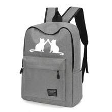 1pc 4.*3.*12cm Backpack, White Minimalist Cat Print, Girls Campus Backpack, Boys Backpack, Suitable For Campus, Short Trips, Shopping, Travel, Students Daily Commute, Large Capacity Compartment Can Store Laptop And Various Learning Supplies. Fashionable Campus Backpack Suitable For All Seasons. - Backpack - View 7