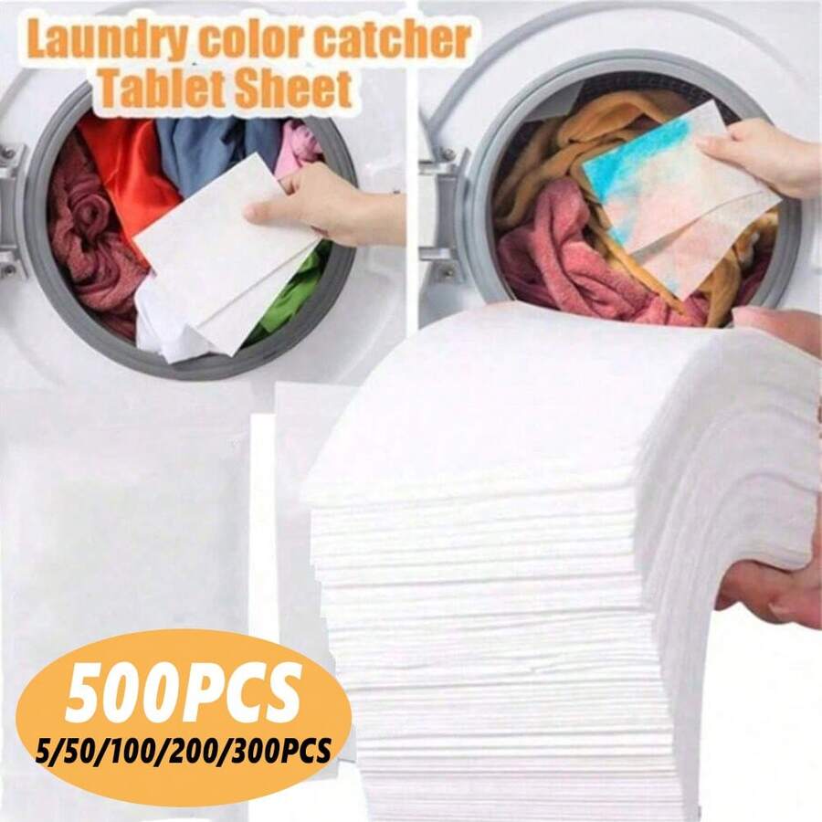500/300/200/100/50/5pcs Colour Catcher Sheet Proof Color Absorption Paper Anti Cloth Dyed Leaves Laundry Color Run Remove Sheet In Washing Machine