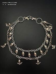 1pc Fashion Gothic Pant Chain Skull Pendant Clothing Chain Accessory For Men And Women Daily Wear And Party - Silver - View 4