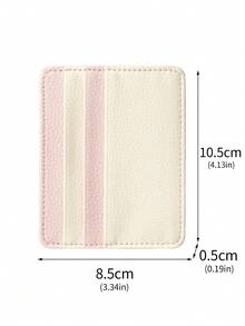 Microfiber Leather Contrast Color Card Holder Wallet, Slim Zipper Pocket ID Card Sleeve, Daily Portable Card Holder, Coin Purse - Multicolor - View 12