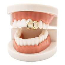 Hip Hop Hot-Selling Double Hollow Teeth Grillz With Full Micro-Inlaid Zirconia Cubic Zirconia Stage Prop Dental Grillz - Multicolor - View 4