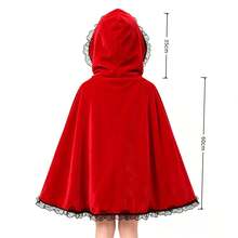 2pcs/Set Kostum Tema Pesta Liburan Little Red Riding Hood Dewasa Jubah Berkerudung Merah dan Sarung Tangan Hitam, Jubah Pendek Berhiaskan Renda Natal Warna Polos Poliester - MultiWarna - View 11