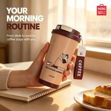 MINISO Water Cup, Coffee Cup, Simple And Elegant, 530ML Coffee Cup, With Straw, New Autumn And Winter Insulated Model Valentine's Day Gift. - Coffee Brown - View 2