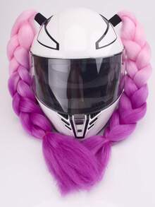 2pcs/Set Helmet Decorative Wig Braids, With Suction Cups And Double-Sided Adhesive, Motorcycle Helmet Wig Braids, Multiple Colors Bicycle Helmet Braids Hair Tail (Helmet Not Included) - Multicolor - View 20