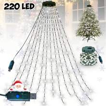 1PC 400/220 LED Christmas Waterfall Tree Lights (USB-Powered) – 8 Lighting Modes; Available In Bright White, Multicolor, Or Warm White; Suitable For Indoor/Outdoor Use (Gardens, Parties, Weddings, Holiday Decor, Event Planning, Christmas, Halloween). - Waterfall Light - View 5