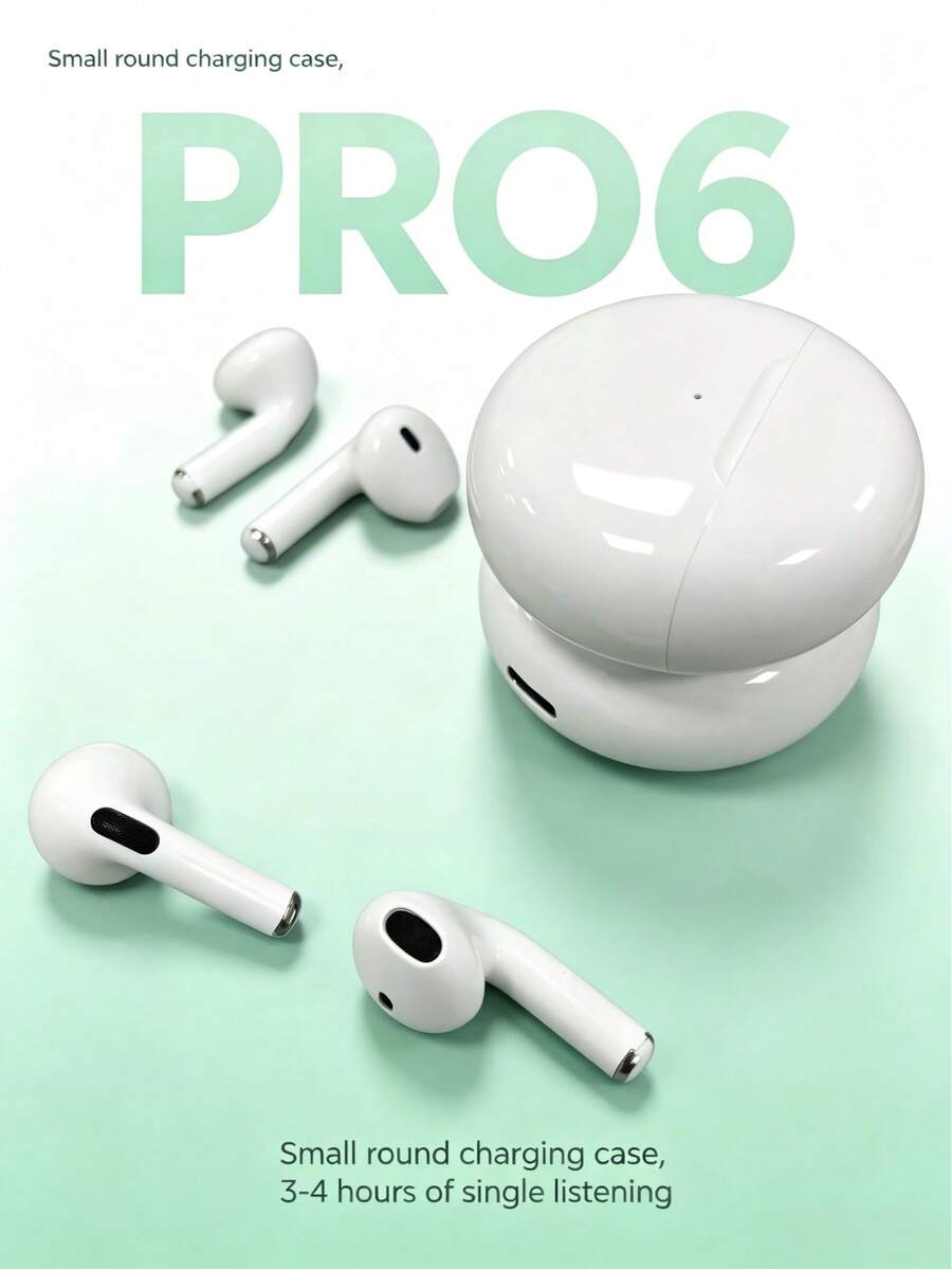 TWS Wireless Bluetooth Earbuds With Noise Cancelling And HiFi Stereo, Wireless Charging Case, Waterproof In-Ear Design, Long Battery Life, Suitable For Travel, Sports, Gym And Daily Listening - White - View 1