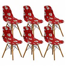 1/2/4/6pcs Christmas Print Shell Chair Covers, Removable And Washable, Suitable For Home, Hotel, Banquet - Multicolor - View 34