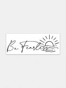1pc Herbal Temporary Tattoo Sticker, Script "Be Fearless" With Sunrise & Wave Simple Line Pattern, Realistic Fake Tattoo Design, Suitable For Daily Wear, Bachelorette Party Favors, Music Festivals, Game Events, Graduation Gifts, Lasts 7-14 Days - Black - View 3