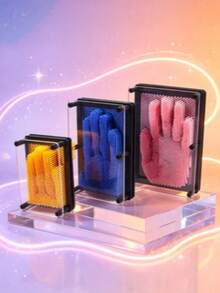 1pc Square Plastic 3D Pin Art Hand Mold - Magic Transformable Pin Sculpture Toy, Personalized Collectible, DIY Mold - Multicolor - View 3