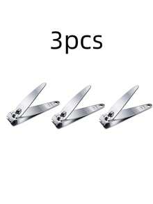 3pcs Silver Stainless Steel Straight Edge Nail Clippers, Unisex Manicure Tools - Silver - View 11