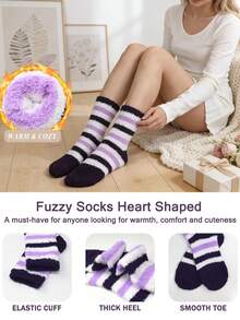 4/8/10pcs Plush Socks Comfortable Soft Fluffy Cute Animal Slippers Socks Warm Sleeping Socks Christmas Gift For Women, 1 Pair - Multicolor - View 5