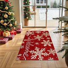 1pc Christmas Golden Snowflake Welcome Pattern Design Microfiber Bath Rug,Non‑Slip Soft Bathroom Mat,Water‑Absorbent Doormat,Machine Washable,For Bedroom,Kitchen,Entryway,Indoor & Outdoor Use,Home Decor,Perfect Holiday Party Gift,Winter Decoration - A - View 8