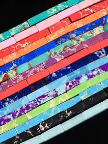 1 Strand 4x13mm Natural Stone Beads Rectangle Emperor Stone Loose Spacer Beads For Jewelry Making DIY Unique Bracelets Necklace Earrings - Multicolor - View 5