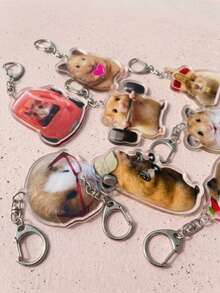 8 móc khóa acrylic hình chuột hamster và chuột lang Guinea Pig dễ thương hài hước, thiết kế thú cưng phong cách meme với hình nâng tạ/lái xe/vương miện/trái tim, phụ kiện móc khóa balo và ô tô, quà tặng chữa lành giảm căng thẳng cho người yêu thú cưng và bạn bè - Nhiều màu - Xem 3