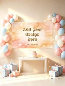 1pc Personalized Backdrop, Custom Design Celebration Banner With Metal Grommets, Photo Text Party Background Cloth, Birthday Wedding Baby Shower Graduation Decor, Indoor Outdoor Event Decoration - Multicolor - View 5